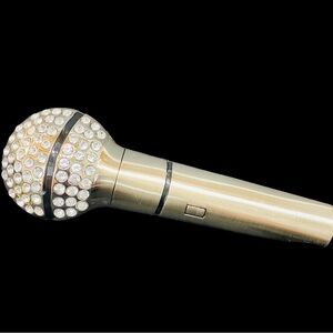 Microphone Music Belt Buckle Silver Tone Rhinestones Rock & Roll